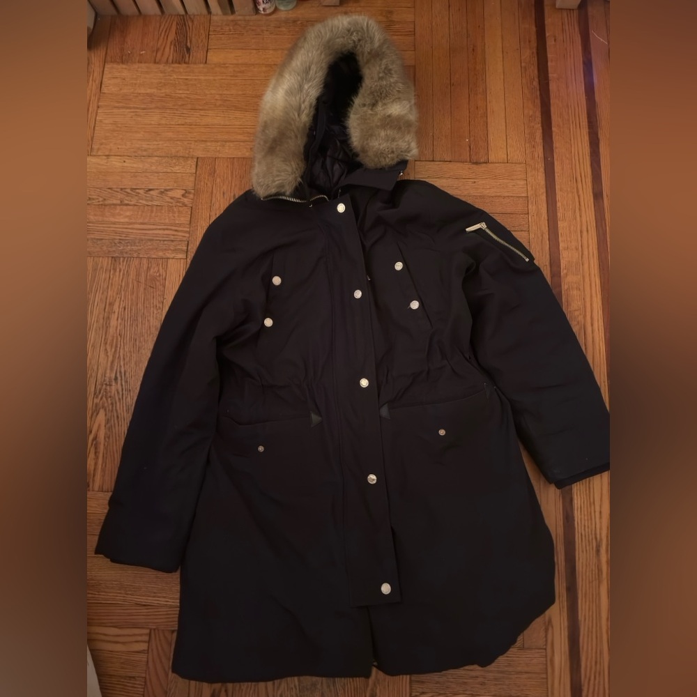 Michael Kors Black Ski Jacket with Faux Fur Hood
